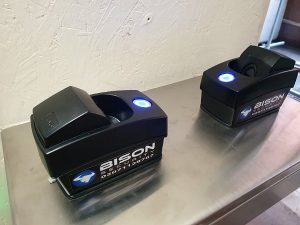 2 biometric readers installed on half height turnstile near site security office