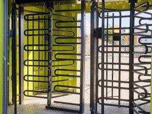 Double turnstile installation in the site cabin