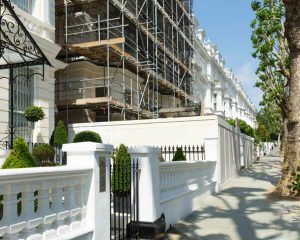Scaffolding alarm fitted on the property next to public street
