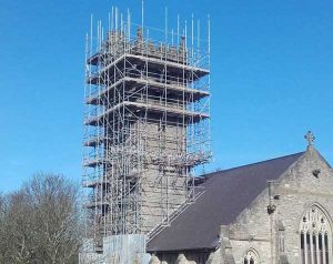 Church roof is protected by monitored scaffold alarm in London