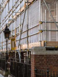 Scaffold structure along the street of London