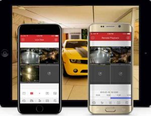 Business surveillance cameras live remotely on the phone