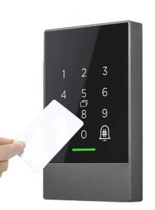 access control reader granting entrance to the building