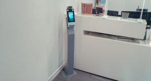 Floor standing temperature scanner access control