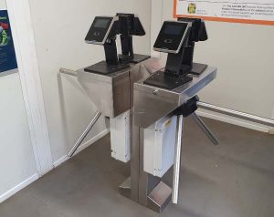 retina recognition double half height turnstiles for temperature check